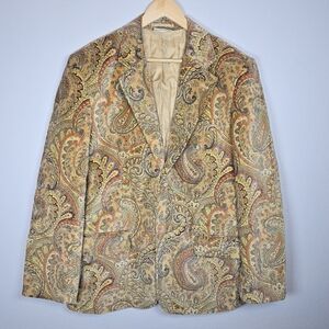VTG International Male Men's Belour Velvet Paisley Blazer Jacket Tan NWT Large
